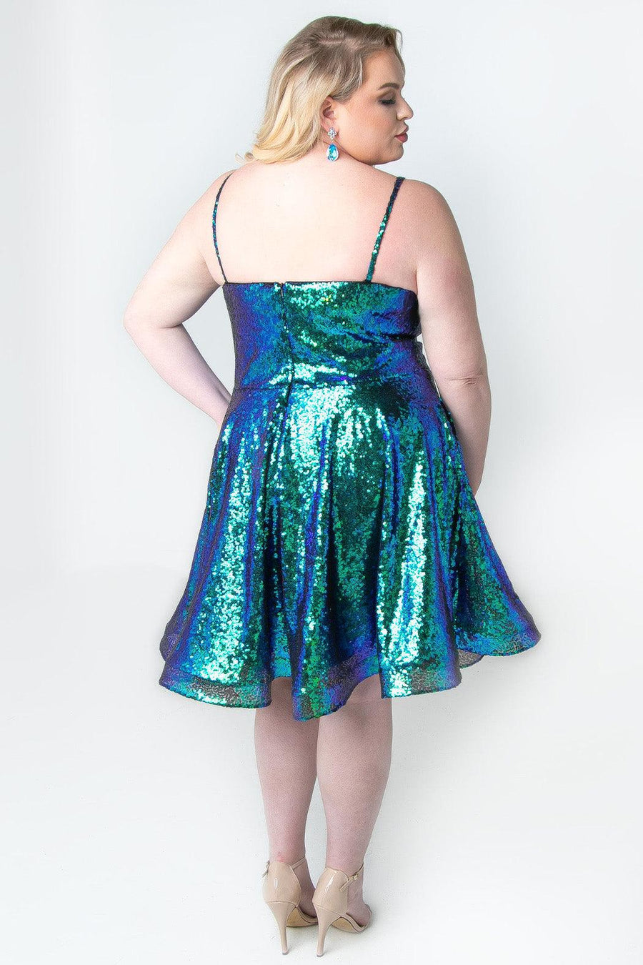  Homecoming Short Plus Size Dress Peacock