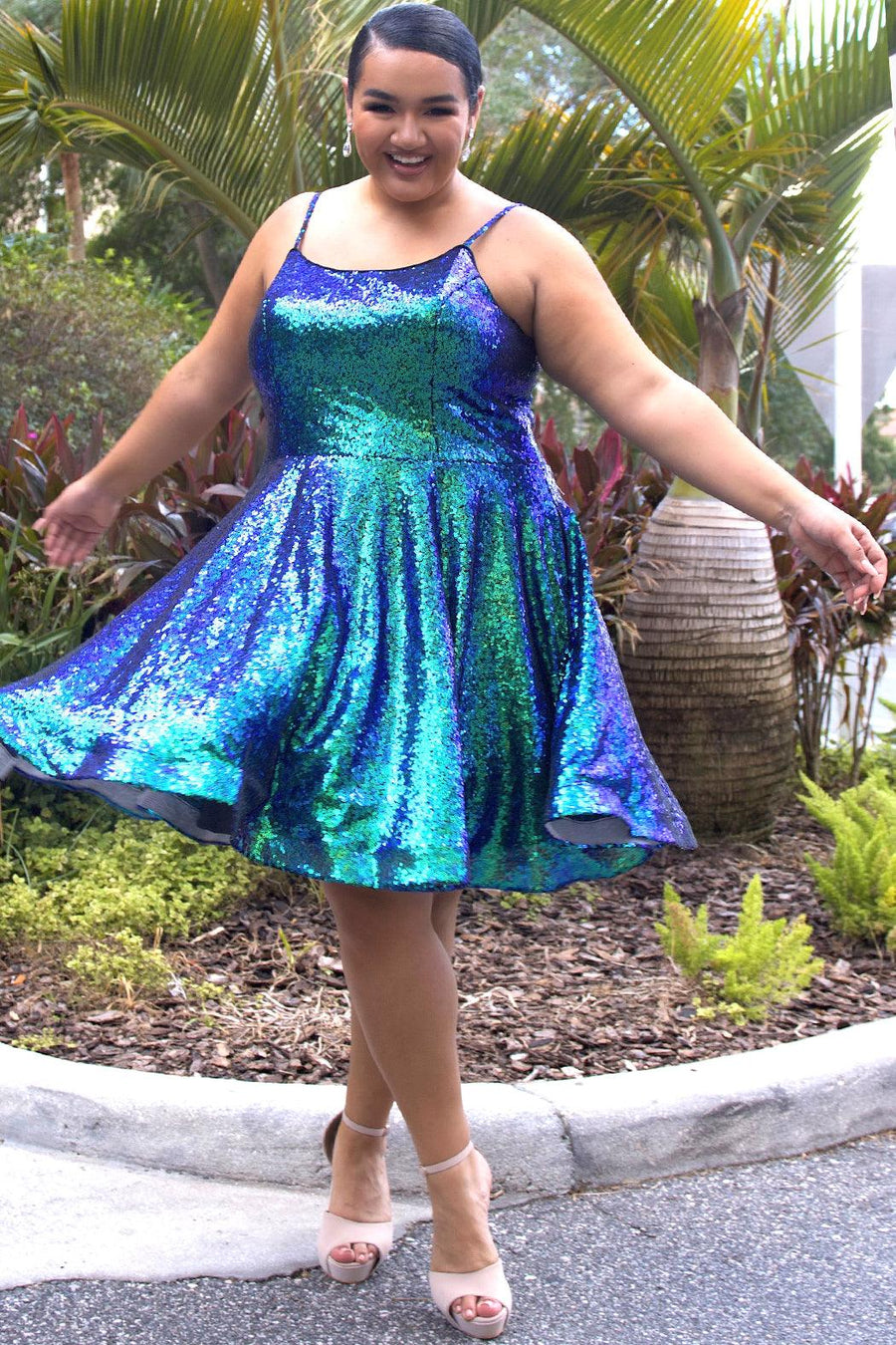  Homecoming Short Plus Size Dress Peacock