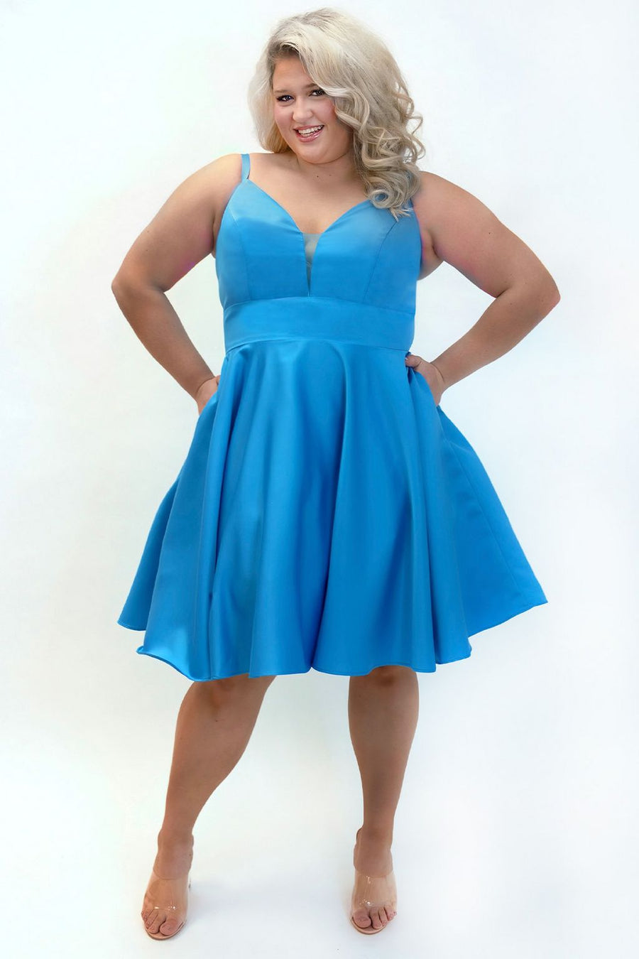 Plus Size Dresses Short Plus Size Satin Homecoming Dress Ocean