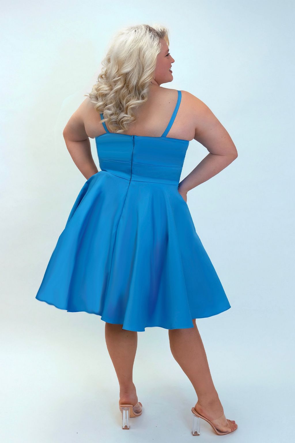 Plus Size Dresses Short Plus Size Satin Homecoming Dress Ocean