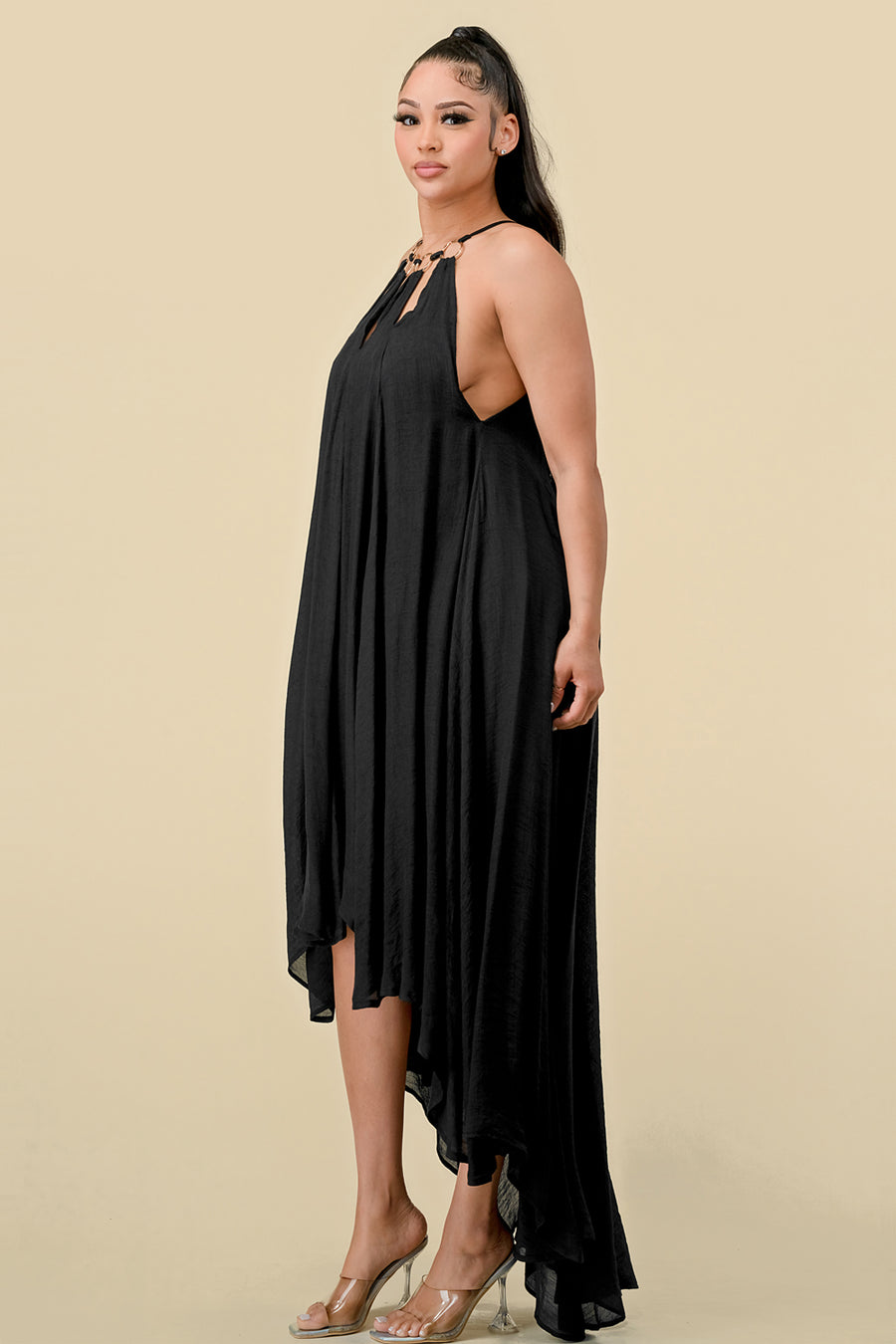 Formal Dresses High Low Halter Maxi Dress Black