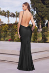 Prom Dresses Spaghetti Strap Satin Prom Dress Black