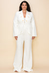 Pant Suit Plus Size Button Detail Jacket Pant Set Off White