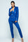 Pant Suit Front Buttons Long Sleeve Jacket Pant Set Royal