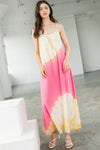 Cocktail Dresses Spaghetti Strap Tie Dye Maxi Dress Pink