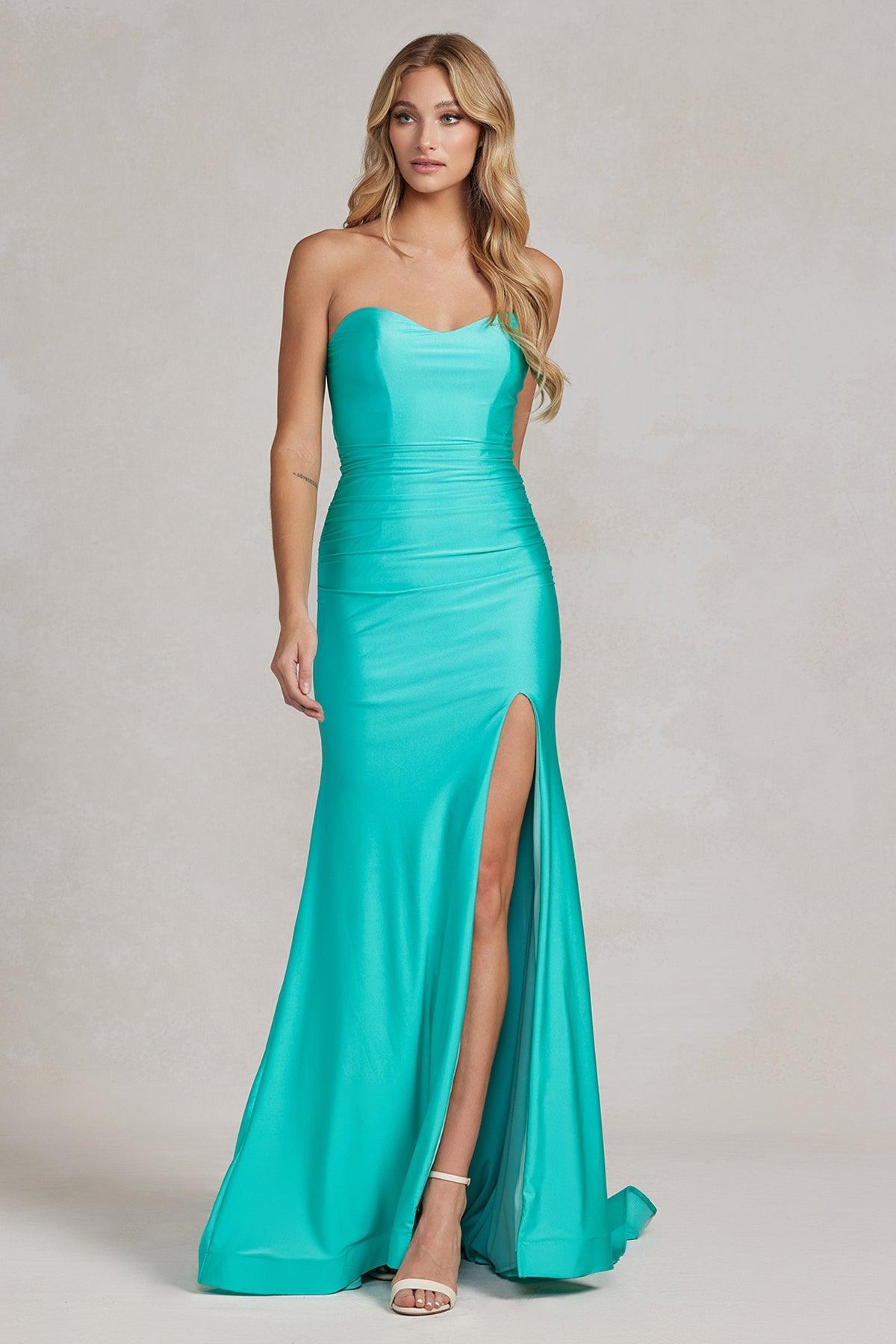 Nox Anabel T1139 Sexy Long Strapless Formal Prom Gown Atlantic Blue