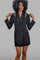 Cocktail Dresses Long Sleeve Embellished Blazer Short Dress Black