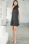 Cocktail Dresses Short Smock Neck Print Sleeveless Dress Black