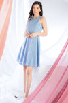 Cocktail Dresses Short Halter A Line Dress Blue