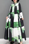 Cocktail Dresses Long Sleeve High Neck Button Maxi Dress Multi Green