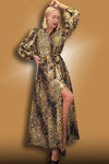 Formal Dresses Long Sleeve Leopard Print Wrap Belt V Neck Dress Multi