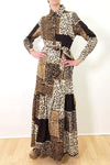 Formal Dresses Long Sleeve Leopard Print Collar Dress Multi