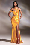 Satin Long Fitted Prom Dress Yellow