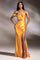 Satin Long Fitted Prom Dress Yellow