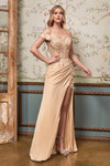 A Line Off Shoulder Sexy Long Prom Dress Champagne