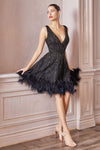 Cocktail Dresses Short Beaded Feather Cocktail Dress Black