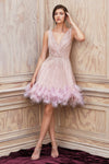 Cocktail Dresses Short Beaded Feather Cocktail Dress Mauve