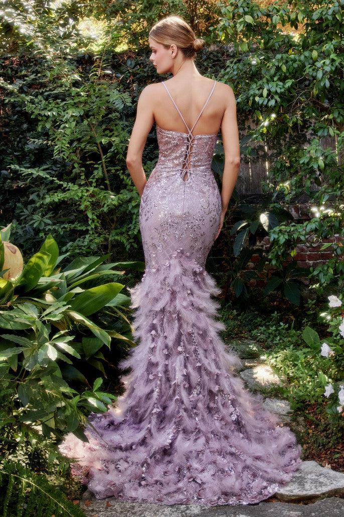 Andrea & Leo A1116 Feather Mermaid Prom Dress Mauve