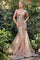 Andrea & Leo A1118 Beaded Lace Applique Mermaid Prom Gown Gold