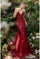 Andrea & Leo A1118 Beaded Lace Applique Mermaid Prom Gown Burgundy