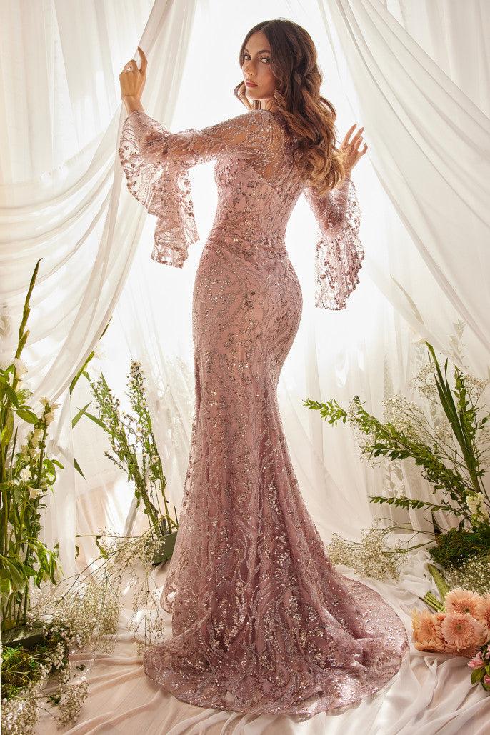 Andrea & Leo A1120 Long Sleeve Mermaid Formal Gown Mauve 2