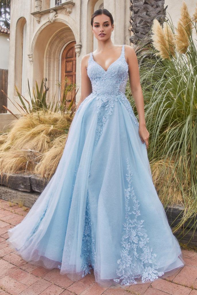 Andrea & Leo A1125 Spaghetti Strap Prom Dress Blue