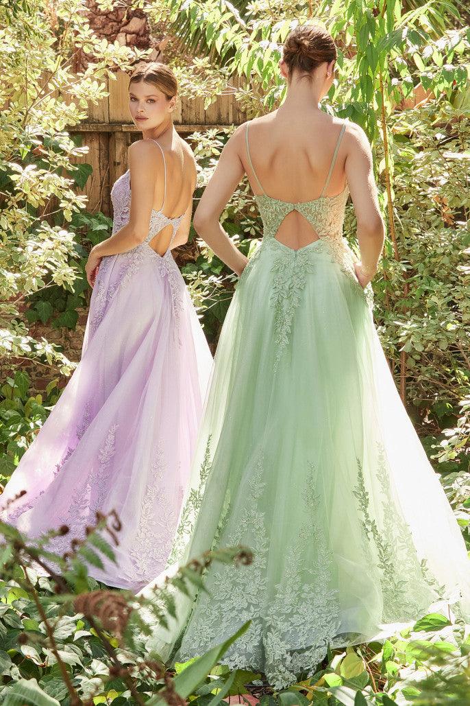 Andrea & Leo A1125 Spaghetti Strap Prom Dress Lavender_Sage 2