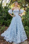 Andrea & Leo A1136 Butterfly Applique Ball Gown Sky Blue