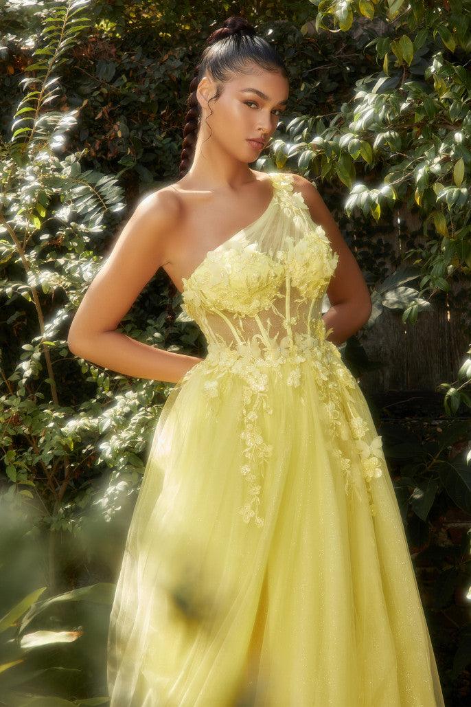 Andrea & Leo A1140 One Shoulder Prom Dress Yellow3