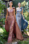 Andrea & Leo A1161 One Shoulder Embellish Prom Gown Rosewood _ Smoky-Blue