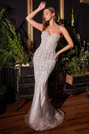 Andrea & Leo A1184 Strapless Pearl Mermaid Prom Gown Pearl