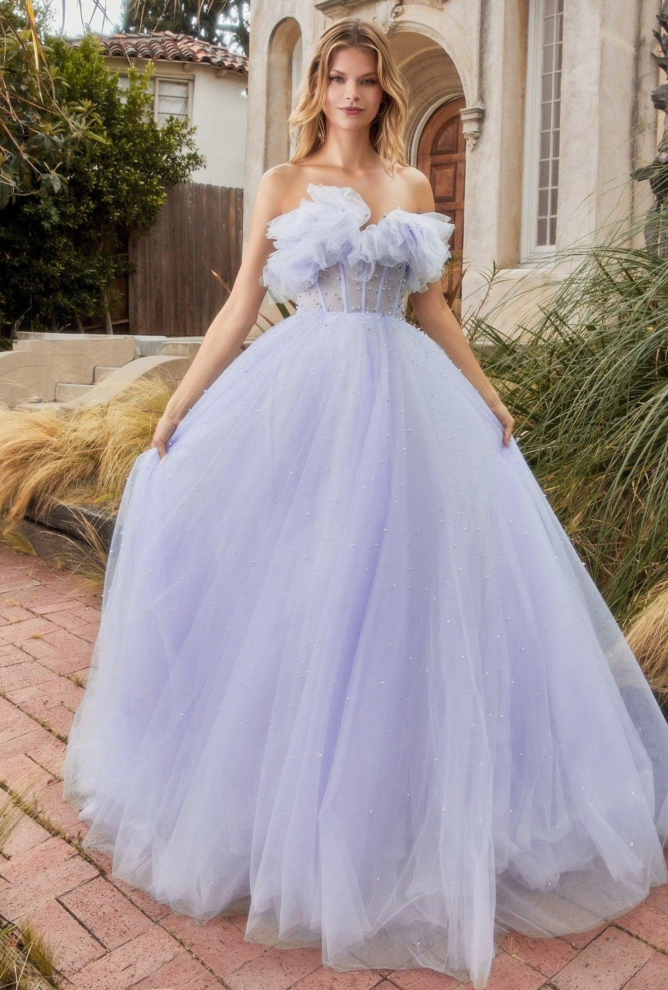 Andrea & Leo A1199 Strapless Tulle Ball Gown Blue