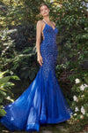 Andrea & Leo A1201 Mermaid Floral Prom Dress Royal