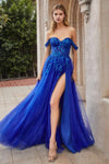 Andrea & Leo A1209 Off Shoulder Prom Dress Royal 1