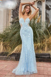 Andrea & Leo A1211 Strapless Beaded Mermaid Prom Gown  Blue 1