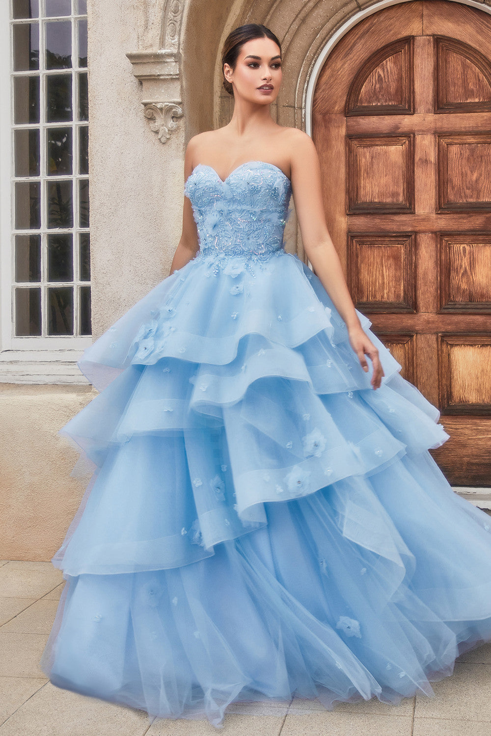 Prom Dresses Strapless Long A-Line Prom Gown Blue