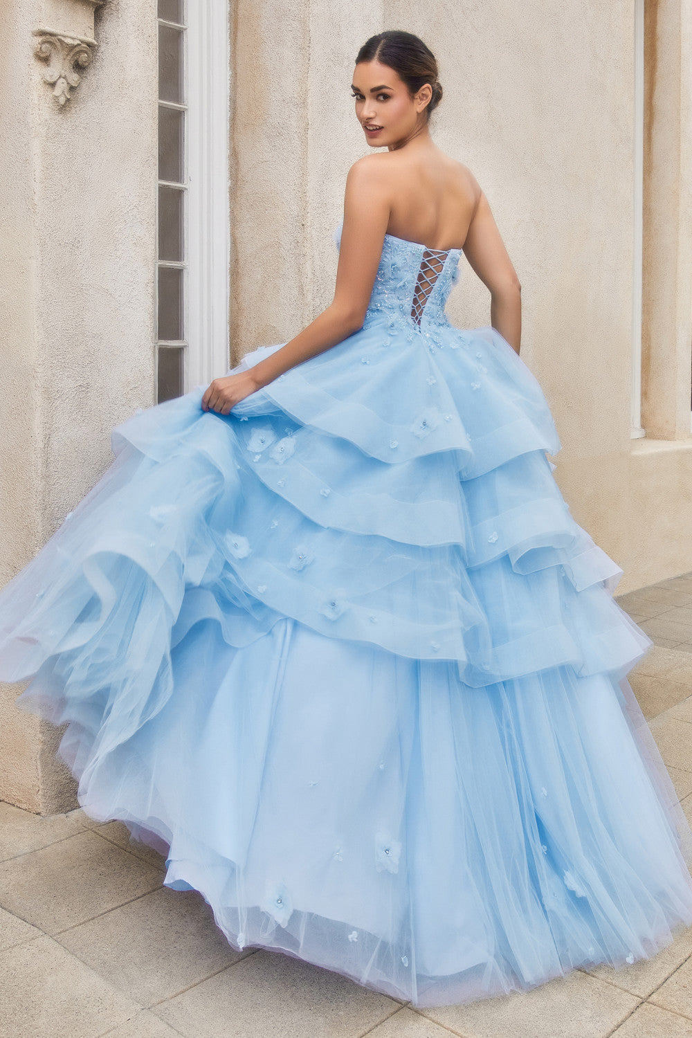 Prom Dresses Strapless Long A-Line Prom Gown Blue