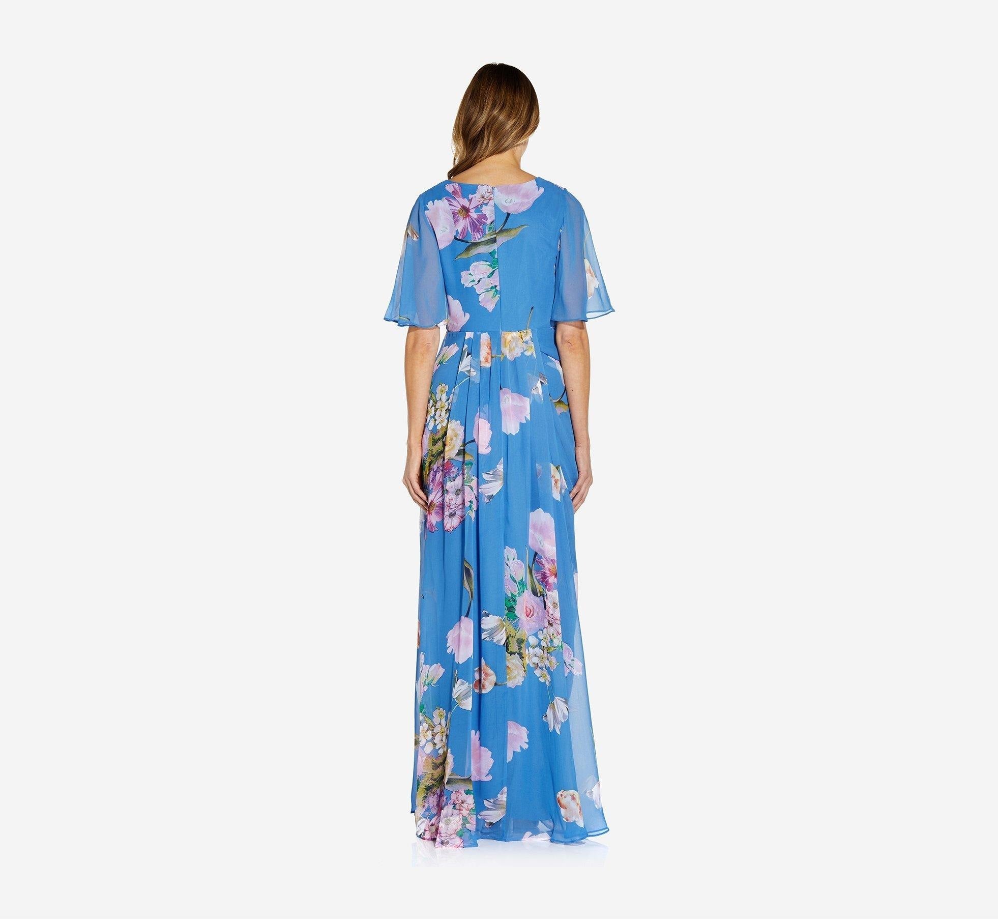 OCEAN DREAM Adrianna Papell AP1E207802 Long Floral Chiffon Dress