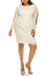 Adrianna Papell Long Sleeve Short Dress AP1E205522 - The Dress Outlet