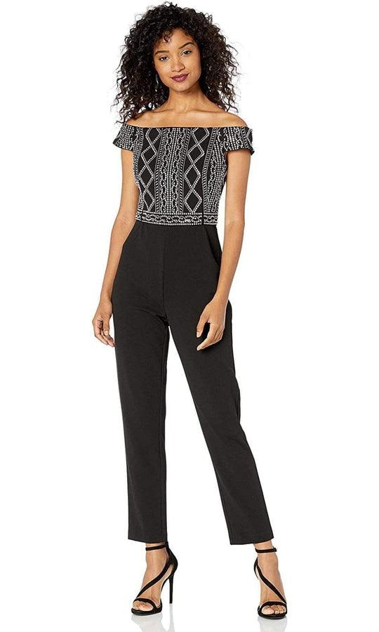 Adrianna Papell Off Shoulder Jumpsuit AP1E206601 - The Dress Outlet