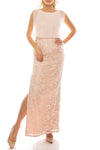 Aidan Mattox Long Formal Chiffon Lace Evening Dress - The Dress Outlet