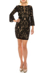 Aidan Mattox Long Sleeve Short Dress MD1E201378 - The Dress Outlet