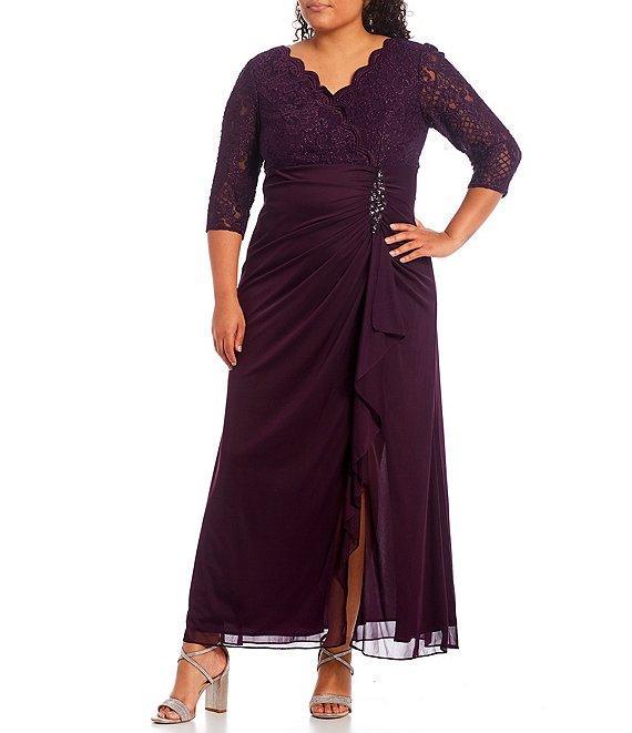 Eggplant Alex Evenings AE84122469 Long Plus Size Dress for $219.0 – The ...