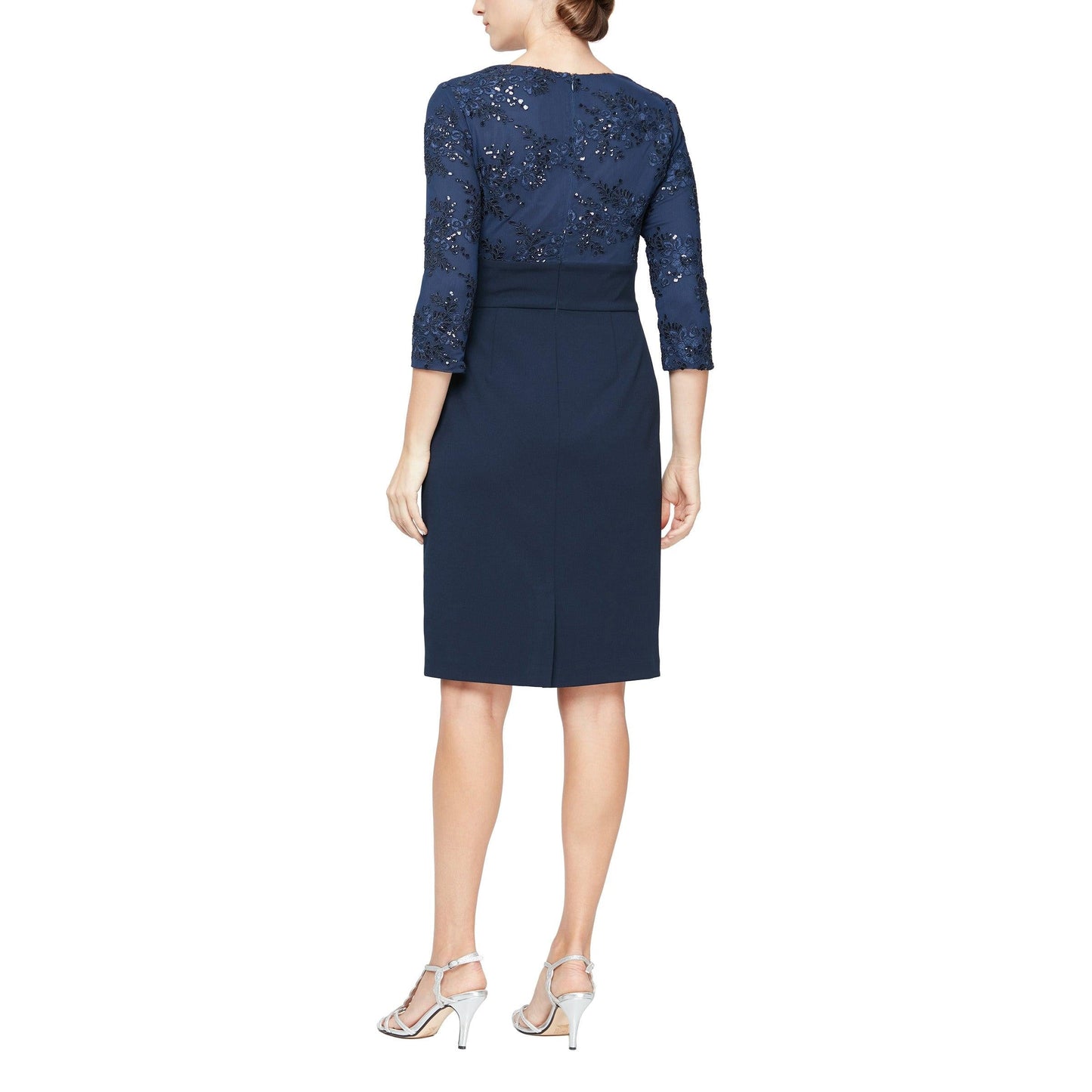 Mother of the Bride Dress  Short 3/4 Sleeve Dress Navy