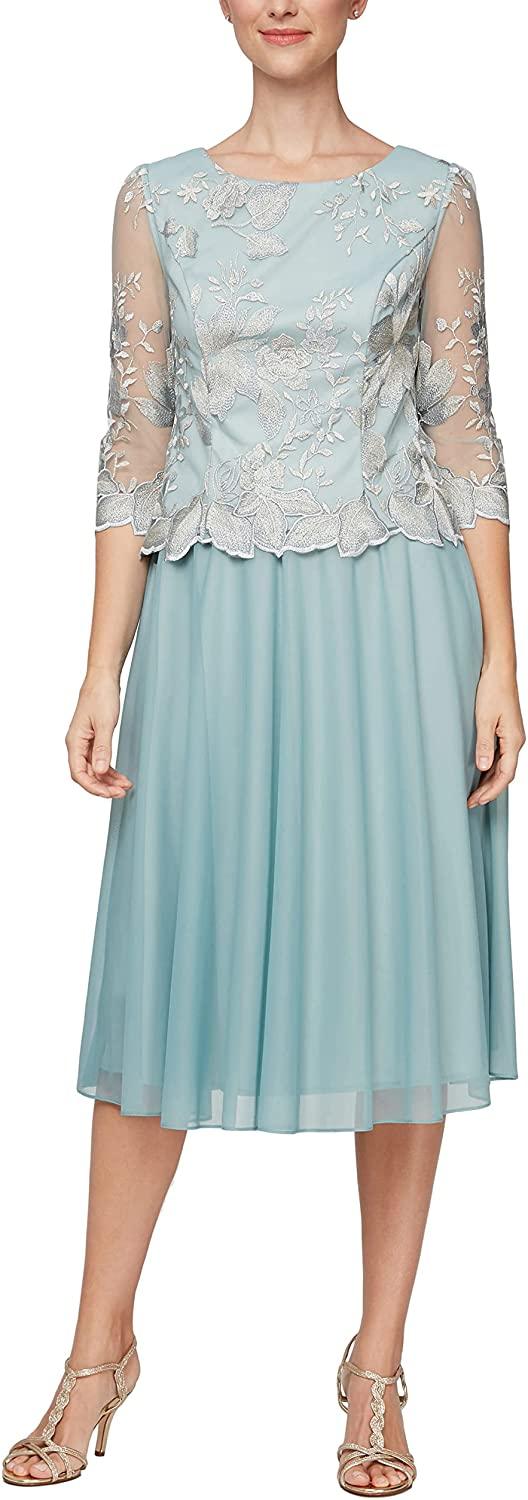 Alex Evenings Tea Length Formal Dress Sale - The Dress Outlet