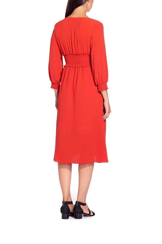 Formal Dresses V-Neck Long Sleeve Ruched Flutter Solid Formal Dress BURNT ORANGE