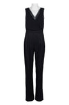 Jumpsuit V-Neck Sleeveless Solid Mesh Chiffon Jumpsuit Black