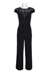 Jumpsuit Cap Sleeve Illusion Embellished Jumpsuit Black