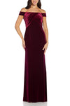 Mother of the Bride Dresses Off Shoulder Pleated Long Velvet Formal Dress Dark Burgundy