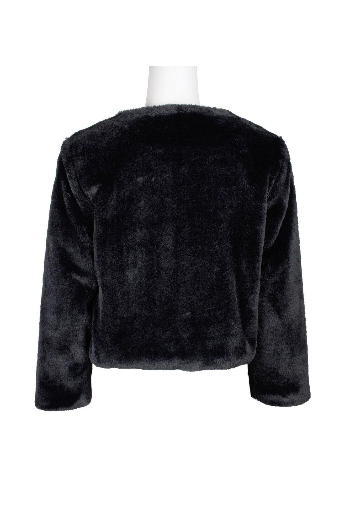 Cocktail Dresses Crew Neck 3/4 Sleeve Fur Jacket Black